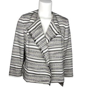 Kasper Blazer Jacket XL Petite Black White Open‎